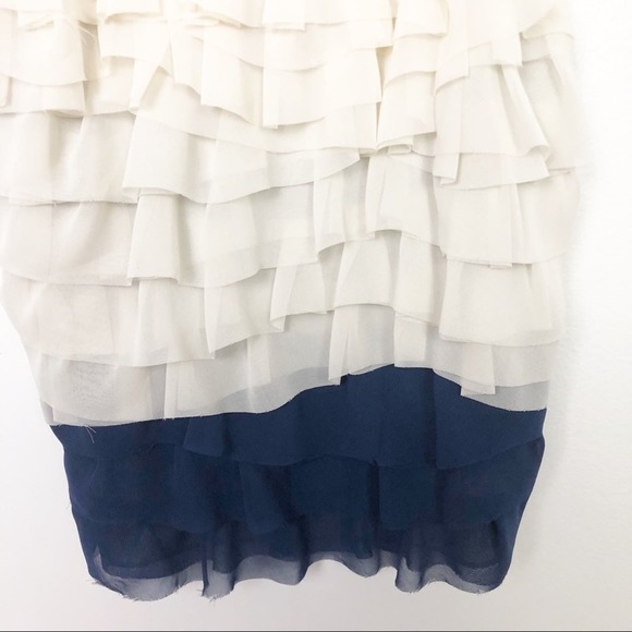 Diane von Furstenberg Gianna Ruffle Sleeveless Tank Top White Blue Size 4 - Picture 4 of 11